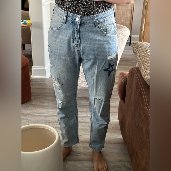 Doris Revolve Denim Boyfriend Star Stitching Jeans - Picture 11 of 16